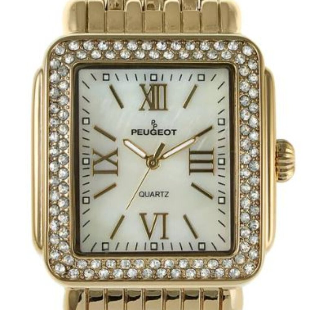 Peugeot Women's 38X30mm Gold Tank Bracelet Watch Panther Link Bracelet